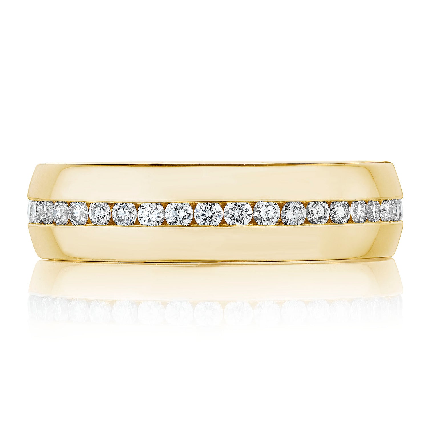 Channel Set Diamond in High Polish Finish Wedding Band