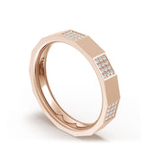 Diamond Faceted - Partial Coverage Wedding Band in High Polish  - 4mm