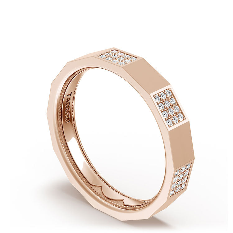 Diamond Faceted - Partial Coverage Wedding Band in High Polish  - 4mm