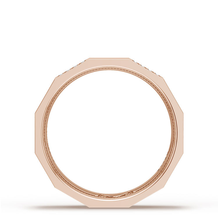 Diamond Faceted - Partial Coverage Wedding Band in High Polish  - 6mm