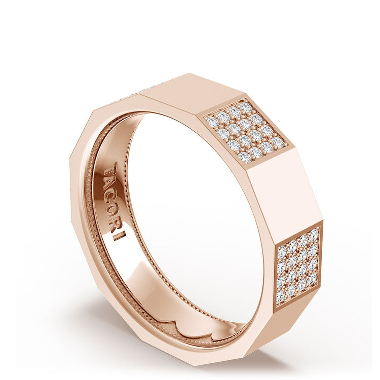 Diamond Faceted - Partial Coverage Wedding Band in High Polish  - 6mm