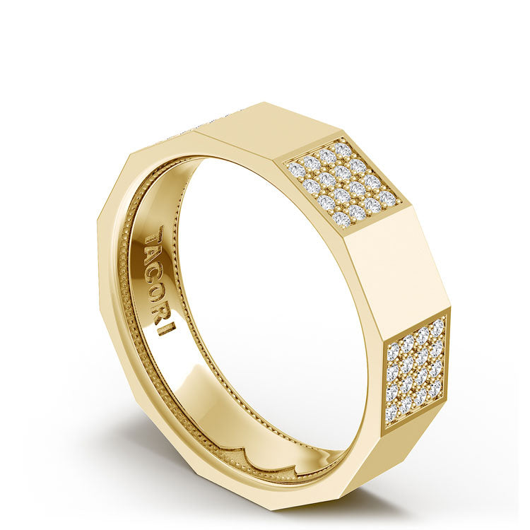 Diamond Faceted - Partial Coverage Wedding Band in High Polish  - 6mm