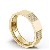 Diamond Faceted - Partial Coverage Wedding Band in Satin Finish  - 6mm