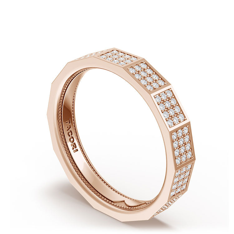 Diamond Faceted - Full Coverage Wedding Band in High Polish  - 4mm