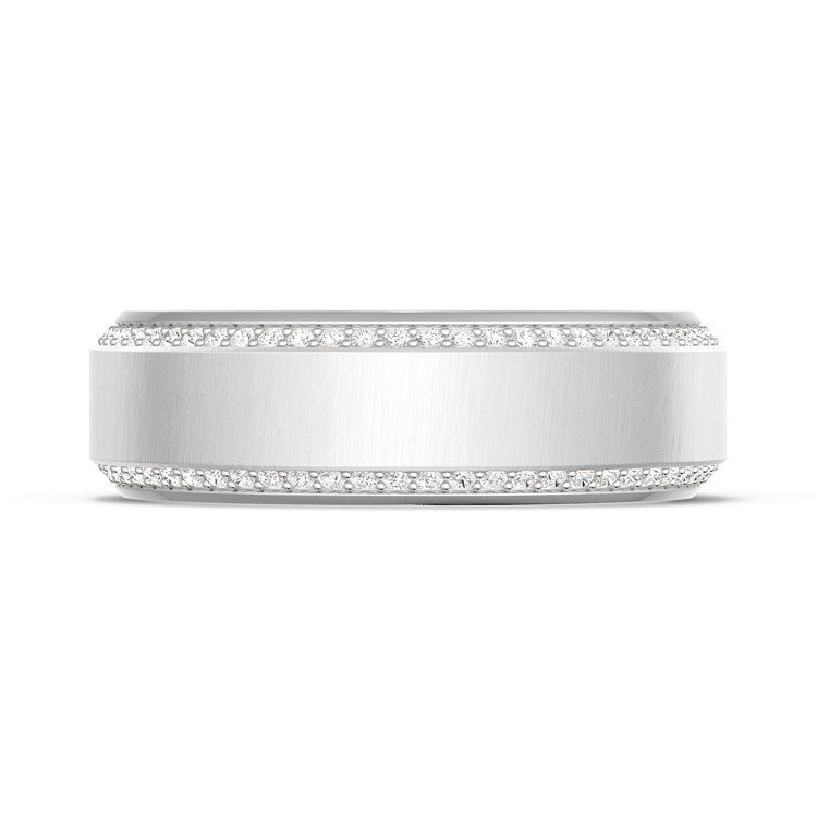Bevel Edge Diamond Wedding Band in Satin Finish - 7mm