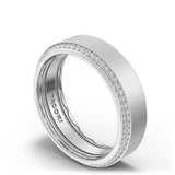 Bevel Edge Diamond Wedding Band in Satin Finish - 7mm
