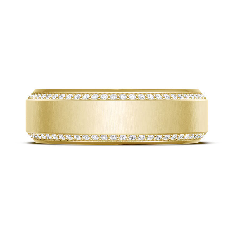 Bevel Edge Diamond Wedding Band in Satin Finish - 7mm