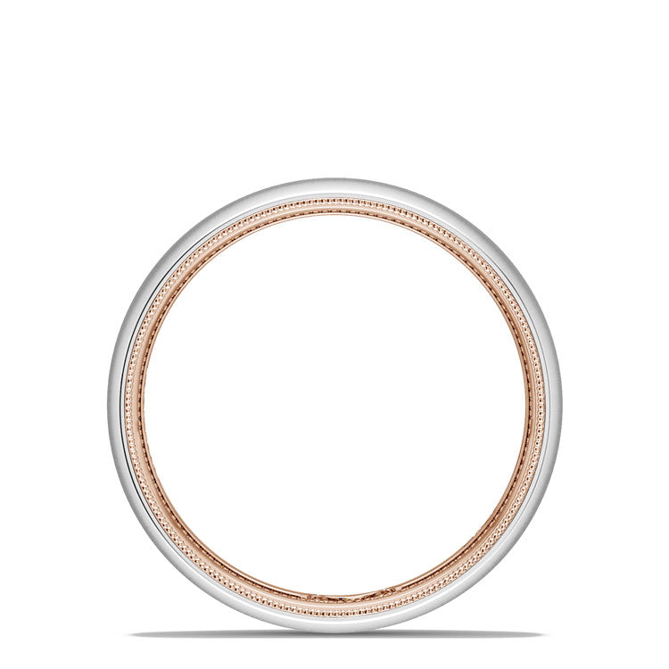 Classic Two-Tone Rounded Wedding Band in Satin Finish