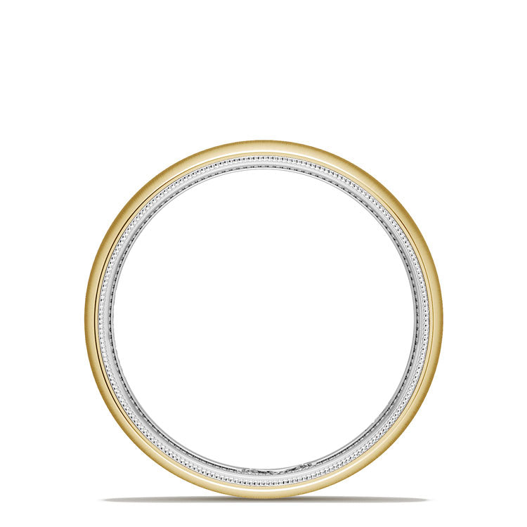 Classic Two-Tone Rounded Wedding Band in Satin Finish