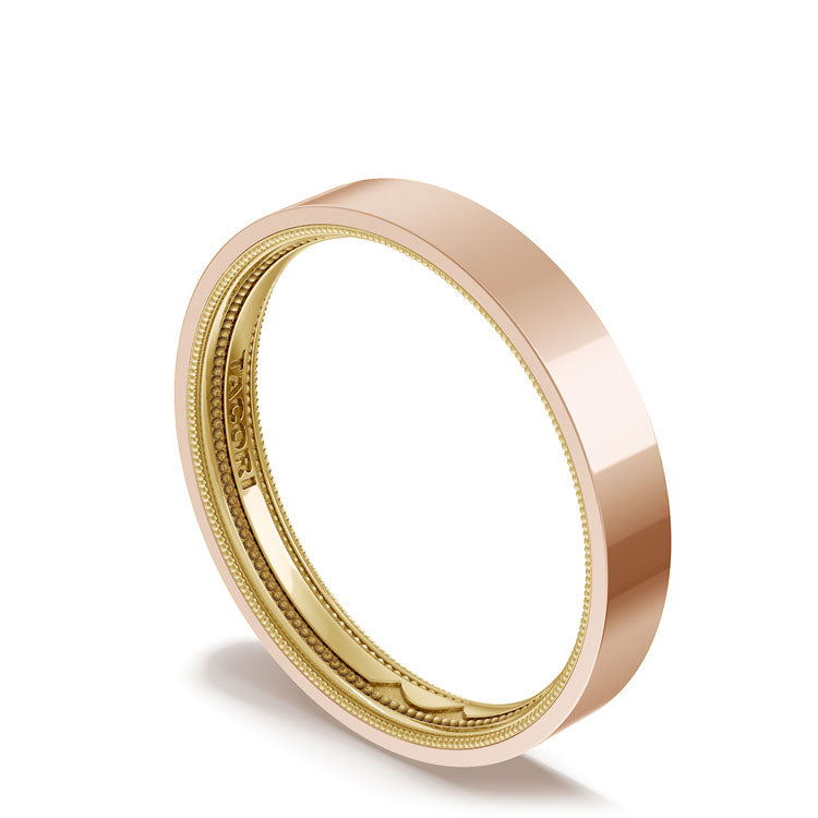 Classic Two-Tone Flat Wedding Band in High Polish