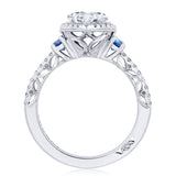 Pear 3-Stone Engagement Ring with Blue Sapphire