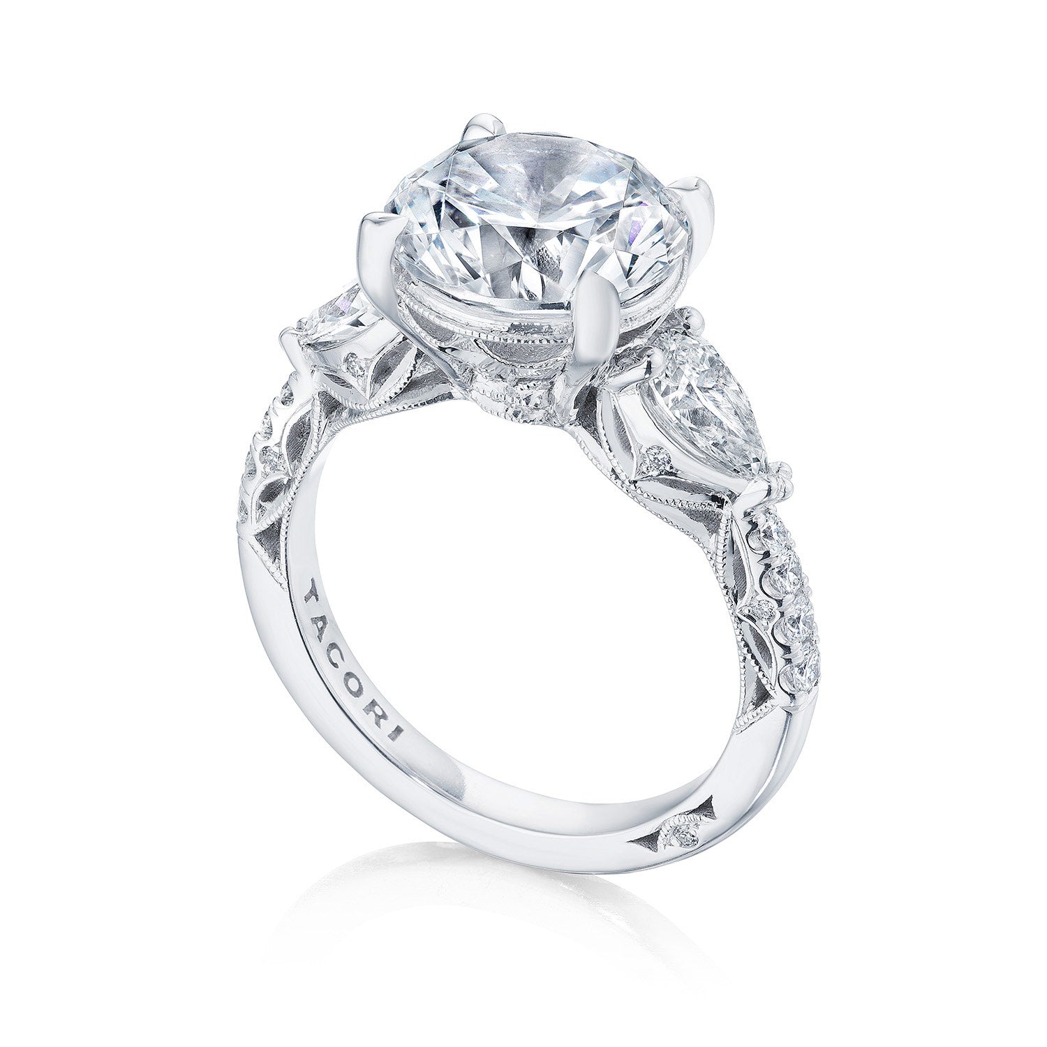 Round 3-Stone Engagement Ring