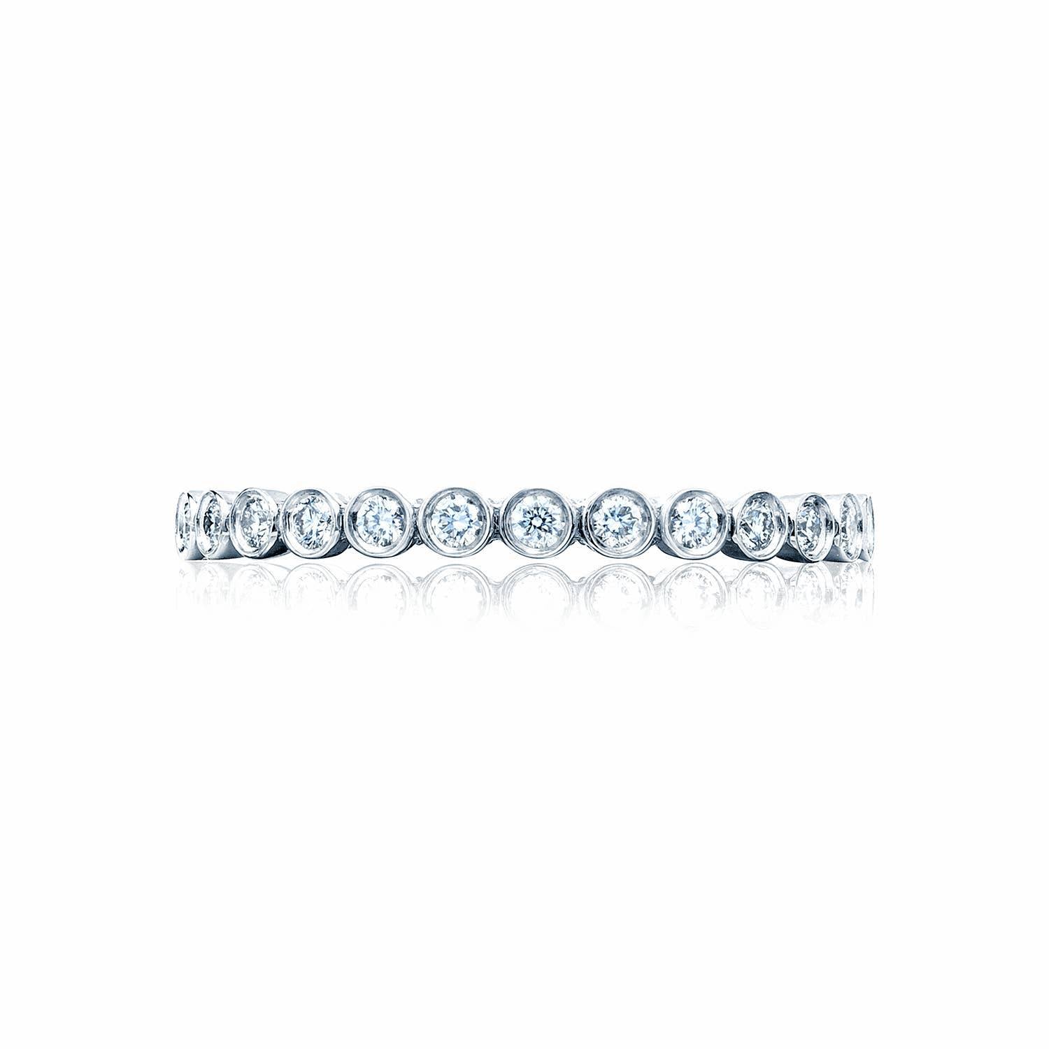 Round Bezel Droplet Wedding Band with Diamond