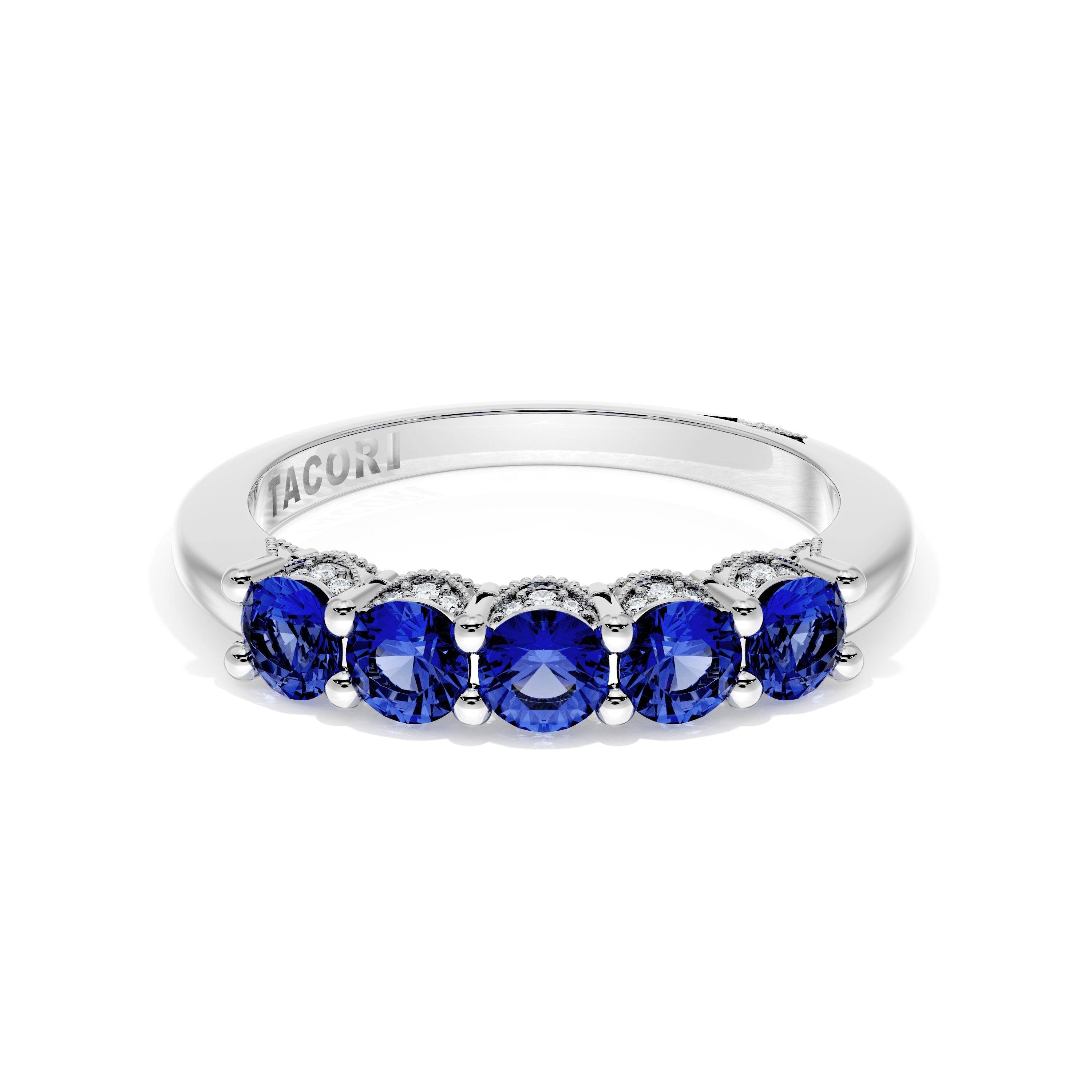 Round Cut Blue Sapphire Eternity Band