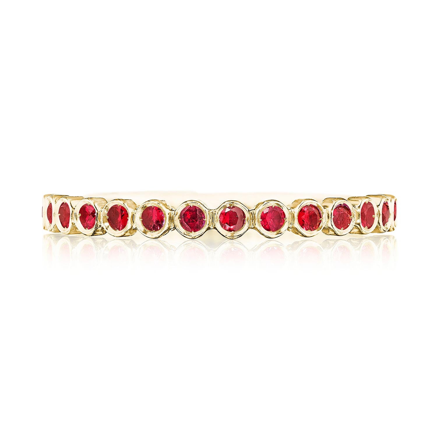 Round Bezel Droplet Wedding Band with Ruby