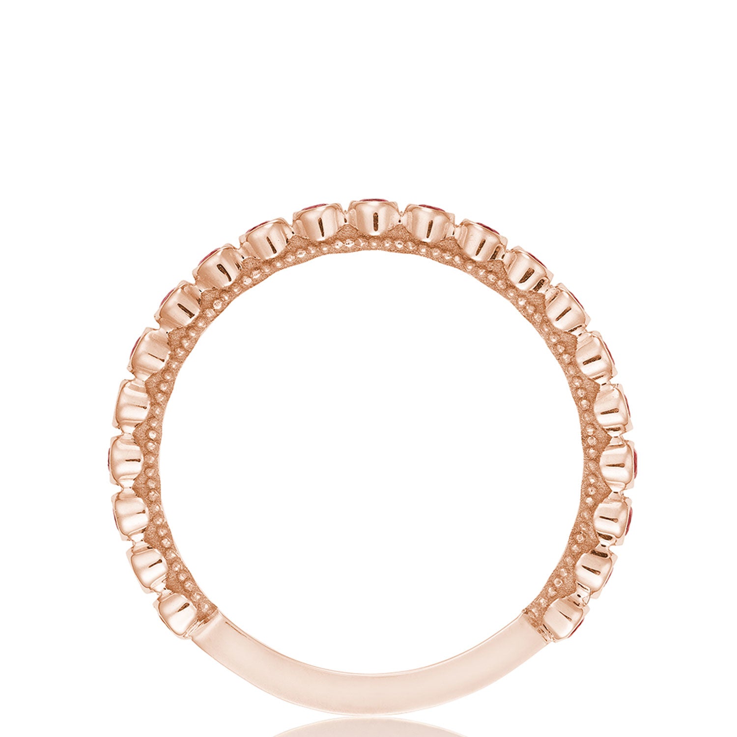 Round Bezel Droplet Wedding Band with Ruby