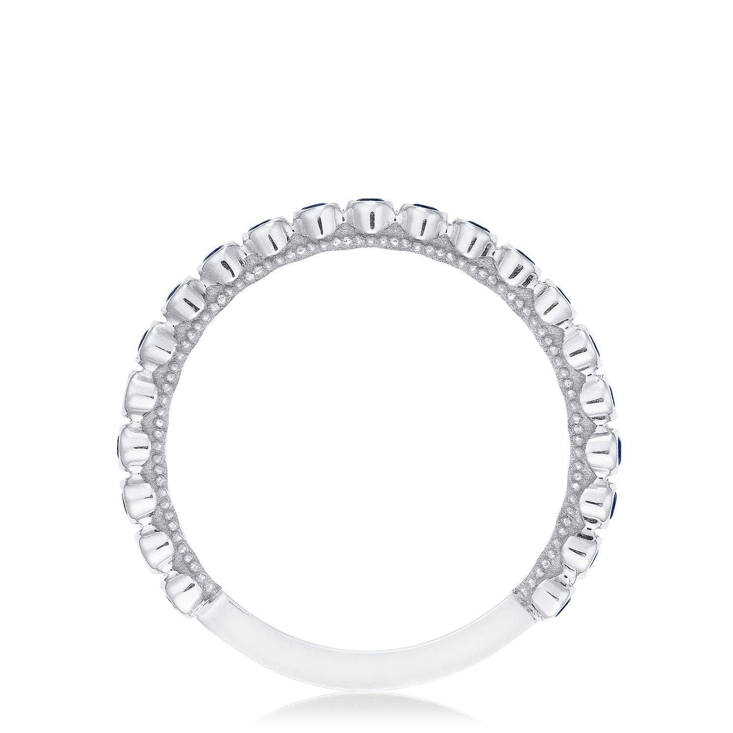 Round Bezel Droplet Wedding Band with Sapphire