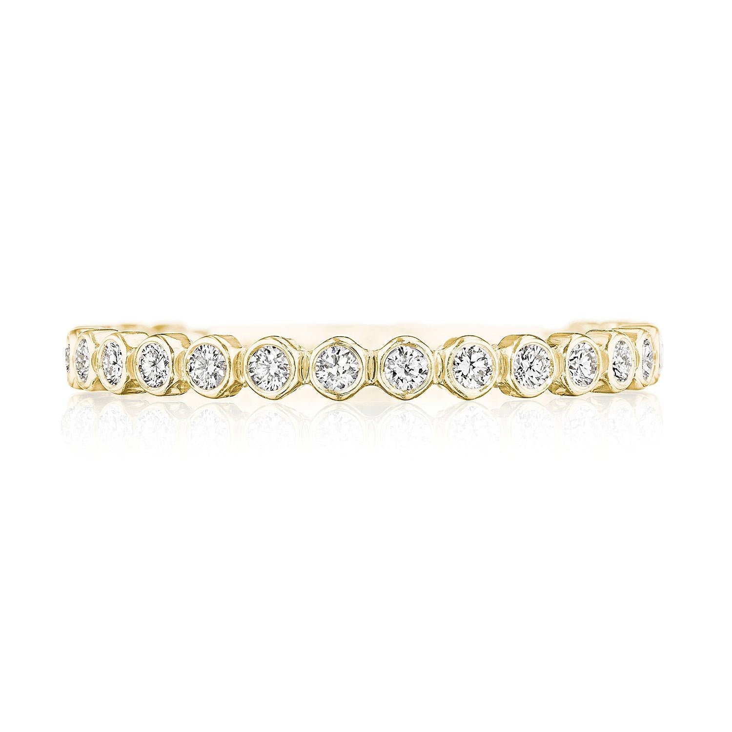 Round Bezel Droplet Wedding Band with Diamond