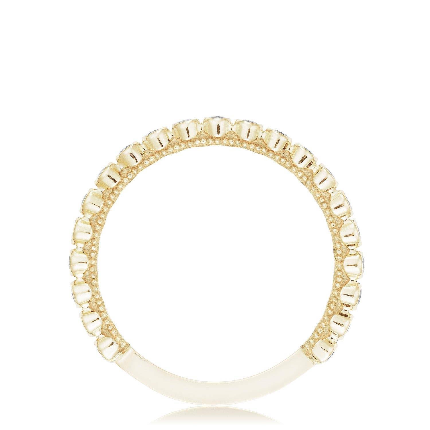 Round Bezel Droplet Wedding Band with Diamond
