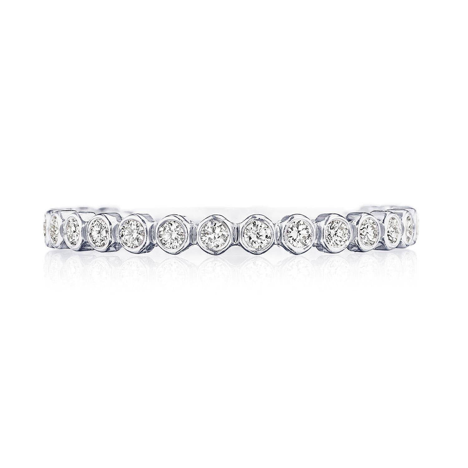 Round Bezel Droplet Wedding Band with Diamond