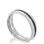 Channel Set Black Diamond in Satin Finish Wedding Band