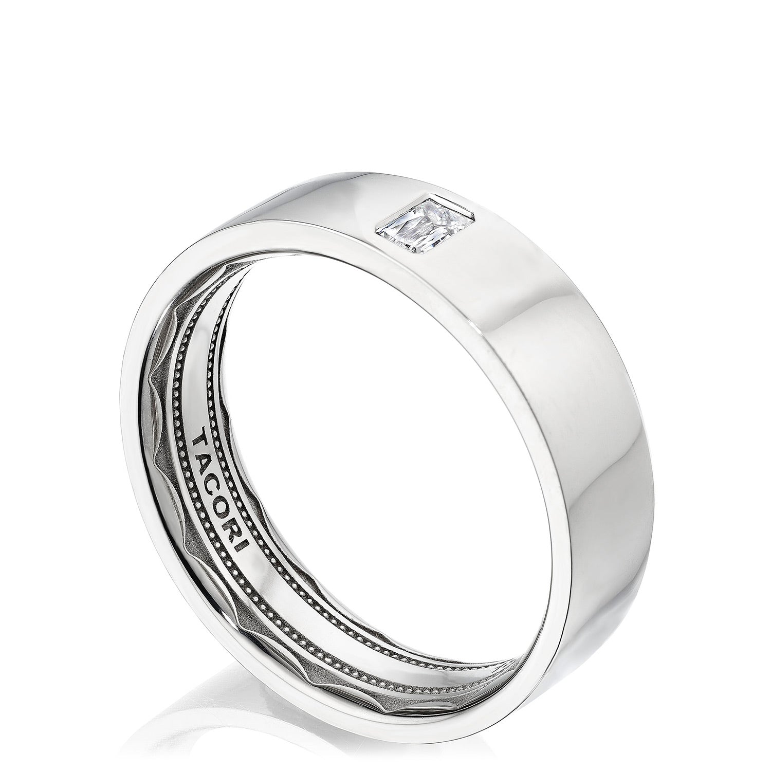 Bezel Set Diamond Wedding Band in High Polish Finish