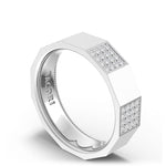 Diamond Faceted - Partial Coverage Wedding Band in High Polish  - 6mm