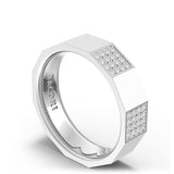 Diamond Faceted - Partial Coverage Wedding Band in High Polish  - 6mm