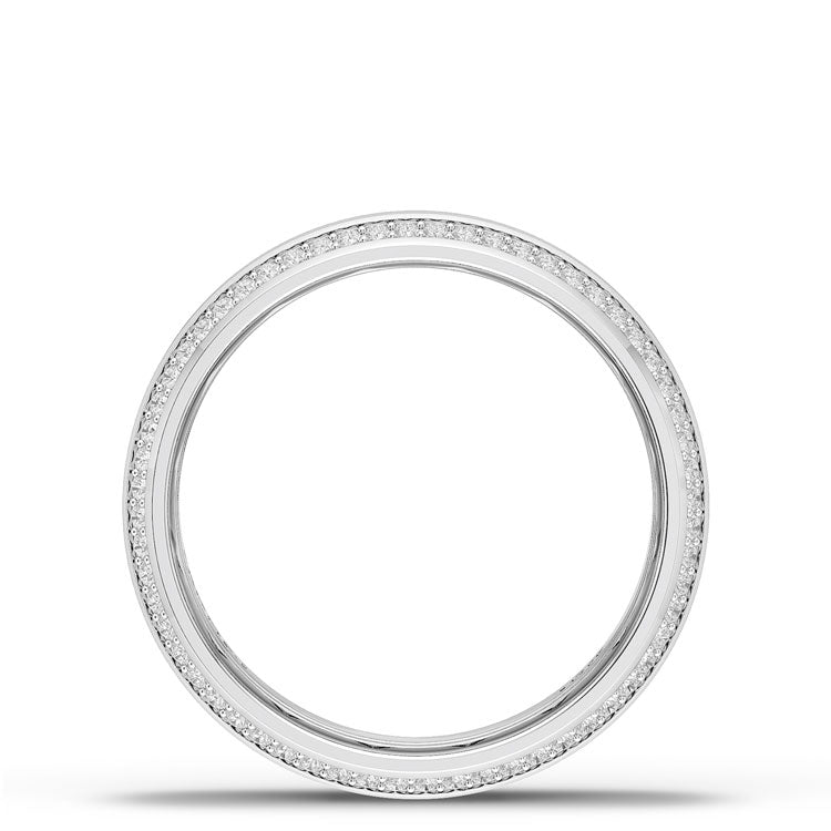 Bevel Edge Diamond Wedding Band in Satin Finish - 7mm
