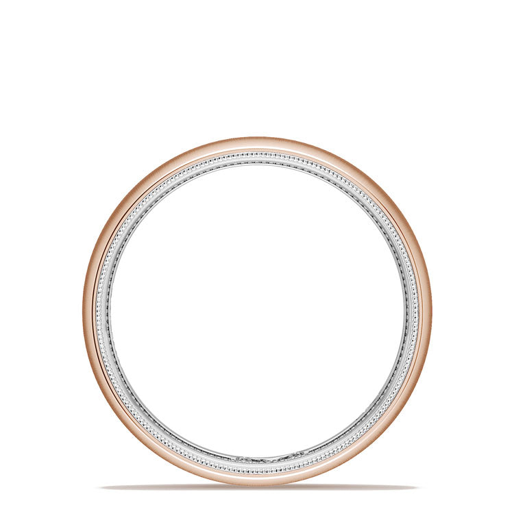 Classic Two-Tone Rounded Wedding Band in Satin Finish