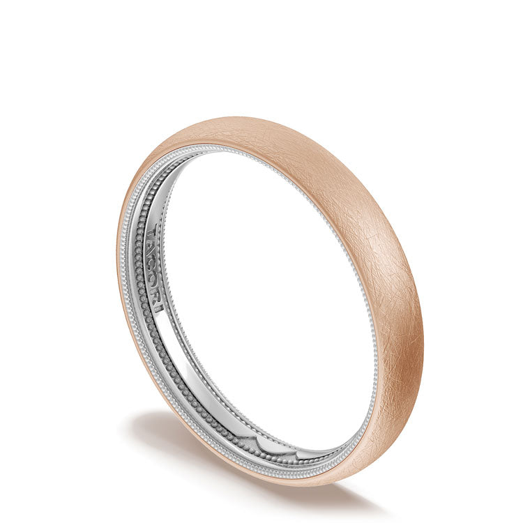 Classic Two-Tone Rounded Wedding Band in Brushed Finish