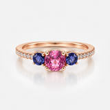 18K Rose Gold 3 Stone 1.21ctw Sapphire Ring