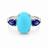 18K White Gold 3 Stone 3.83ctw Turquiose Ring