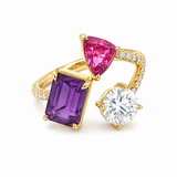 18K Yellow Gold 3 Stone 2.78ctw Sapphire Ring