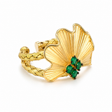 18K Yellow Gold 0.44ctw Emerald Ring