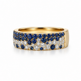 14K Yellow Gold Cluster 0.61ctw Sapphire Ring