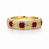 18K Yellow Gold Antique 0.75ctw Ruby Ring