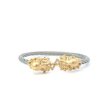 14K Octopus and Stainless Steel Cable Bracelet