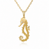 14K Yellow Gold Seahorse 0.22ctw Sapphire Pendant/Charm