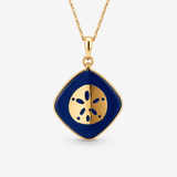 18K Yellow Gold Sand Dollar Lapis Lazuli Pendant/Charm