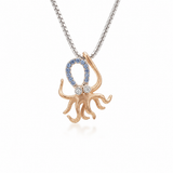 14K Two Tone Octopus 0.13ctw Sapphire Pendant/Charm