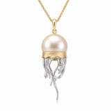 14K Two Tone Freshwater Jellyfish Pearl Pendant