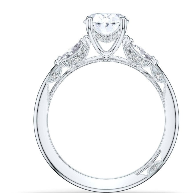 Platinum 3 Stone Semi Mount Engagement Ring