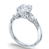 Platinum 3 Stone Semi Mount Engagement Ring