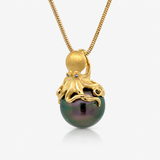 14K Yellow Gold Tahitian Octopus Pearl Pendant