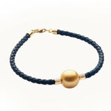 Jewelmer Golden South Sea Pearl of Hope Leather Bracelet