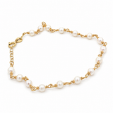 14K Yellow Gold Fancy Link Pearl Bracelet