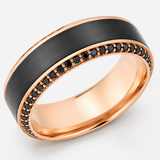 18K Rose Gold Pave Diamond Men's Wedding Band