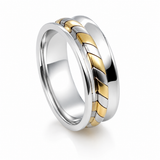 14K Two Tone Men's Wedding Band