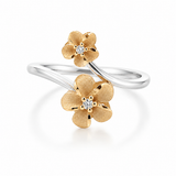 14K Two Tone 0.03 ctw Flower Diamond Women's Ring